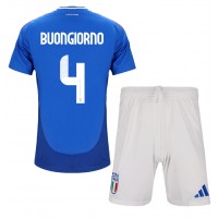 Echipament fotbal Italia Alessandro Buongiorno #4 Tricou Acasa European 2024 pentru copii maneca scurta (+ Pantaloni scurti)